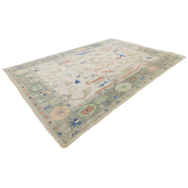 Contemporary Modern Oushak Style Hand-Knotted Wool Area Rug in Soft Neutrals For Sale - Image 12 of 12