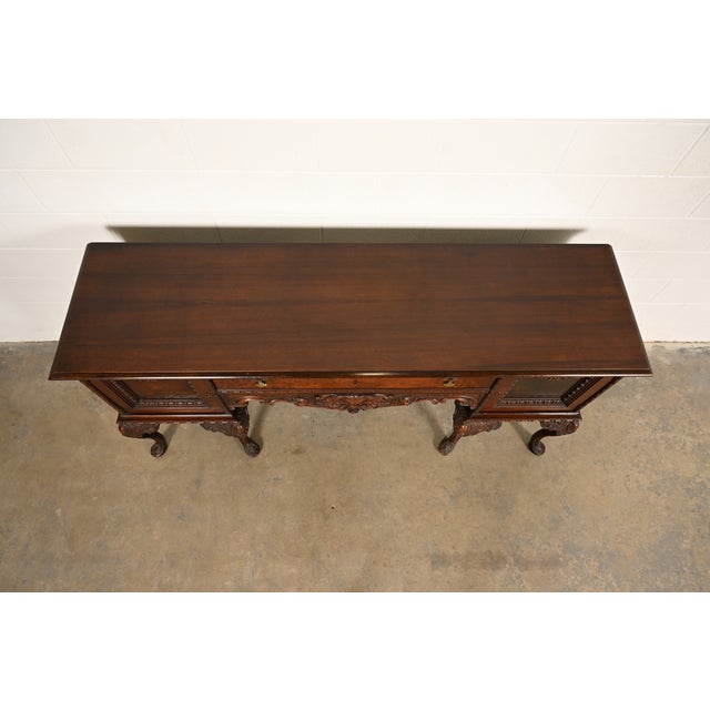Berkey & Gay Style Chippendale Carved Mahogany Sideboard or Bar Cabinet, Circa 1920s For Sale - Image 14 of 18