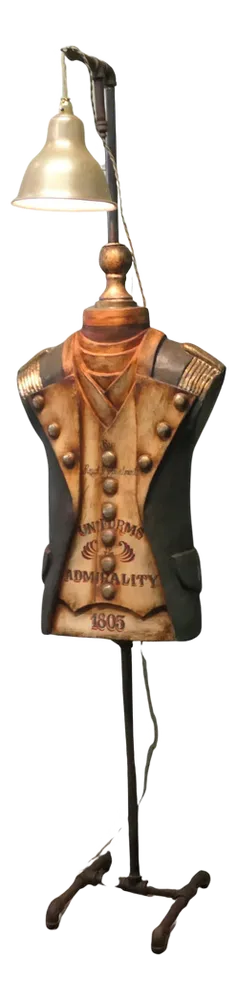 Dressed Navy Sculpture Floor Lamp Fibreglass Mannequin in 19th Century Dress, 1960