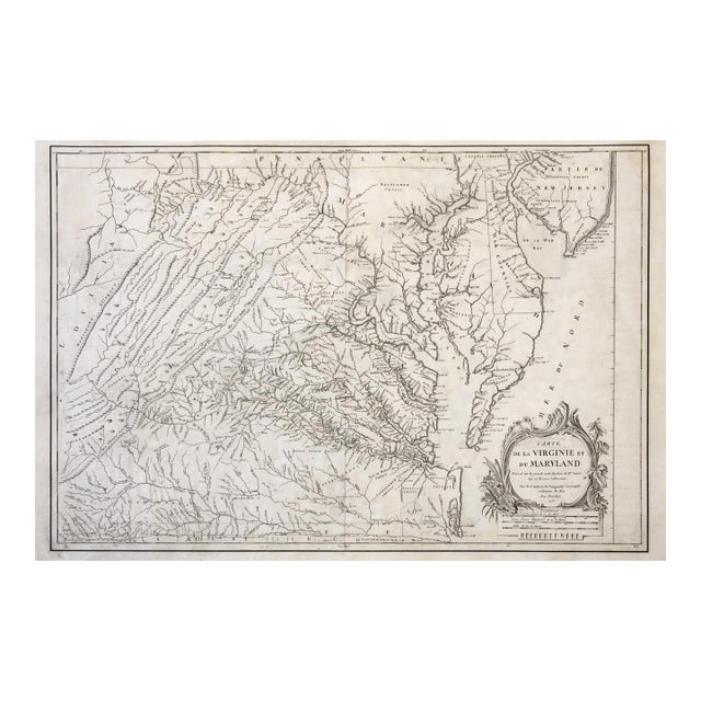 1755 Fry & Jefferson Map of Virginia and Maryland — “Carte De La Virginie Et Du Maryland” (Thomas Jefferson’s Father as Surveyor) For Sale