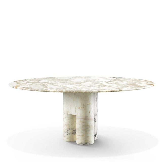 Tria Round Calacatta Gold Marble Dining Table by Lorenza Bozzoli For Sale - Image 4 of 7