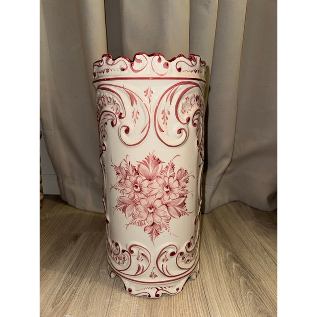 Ceramic Late 20th Century RCCL Pottery Mediterranean Pink Ceramic Umbrella Stand For Sale - Image 7 of 7