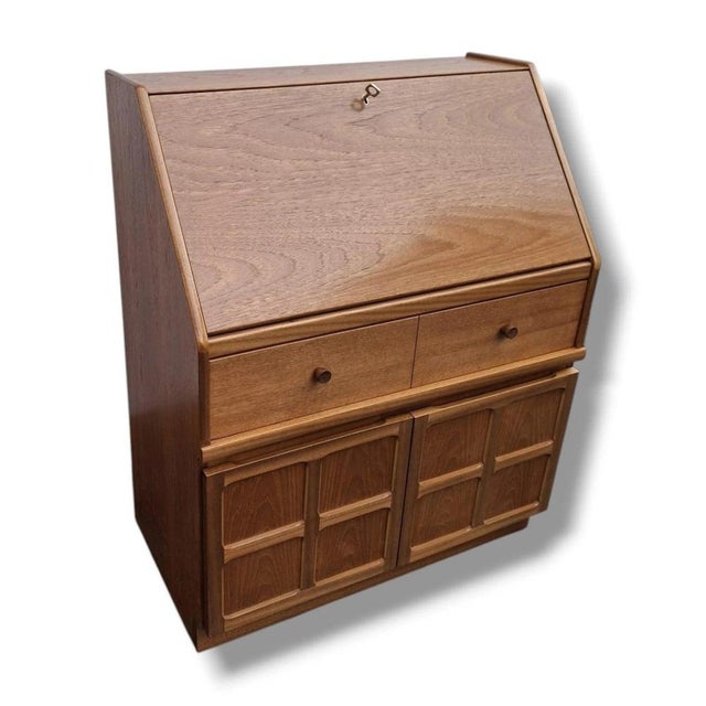 Brown Vintage Writing Secretaire in Teak For Sale - Image 8 of 10