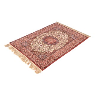 Middle Eastern Rug in Wool and Silk For Sale