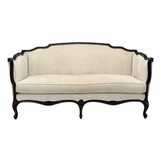 Louis XV Style, Mahogany, Beige Fabric, Sofa, France, 20th Century For Sale