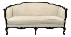 Louis XV Style, Mahogany, Beige Fabric, Sofa, France, 20th Century