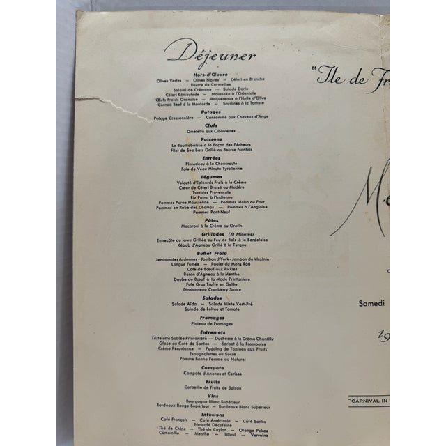 Paper 1956 French Line "Maman Les P'tits Bateaux" Luncheon Menu by Jean A. Mercier – Ss Île De France Ocean Liner For Sale - Image 7 of 9