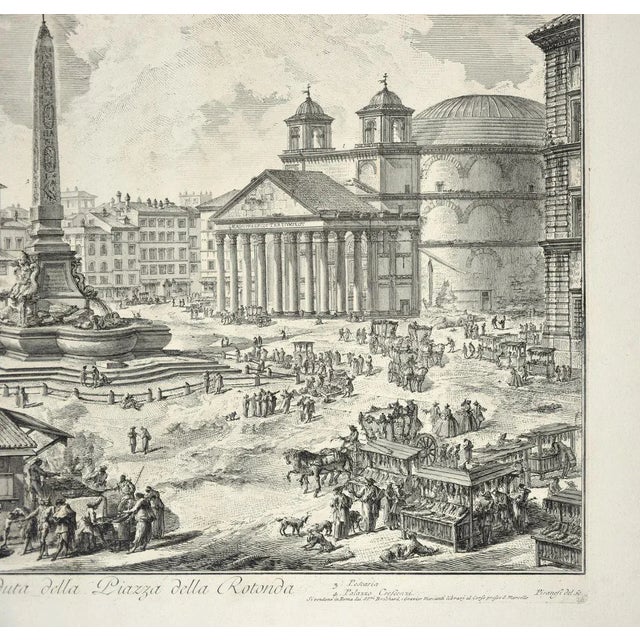 The piazza della rotonda, with the pantheon and obelisk. Etching on fine watermarked paper. Signed on plate on lower-left...
