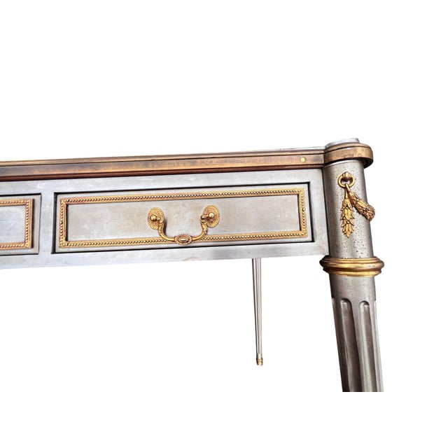 Mid 20th Century Attributed to John Vesey Stainless Steel & Bronze Neoclassical Desk For Sale - Image 9 of 18