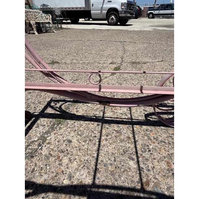 Antique Salterini Mt Vernon Wrought Iron Art Nouveau Pink Serving Bar Tea Cart For Sale - Image 11 of 16