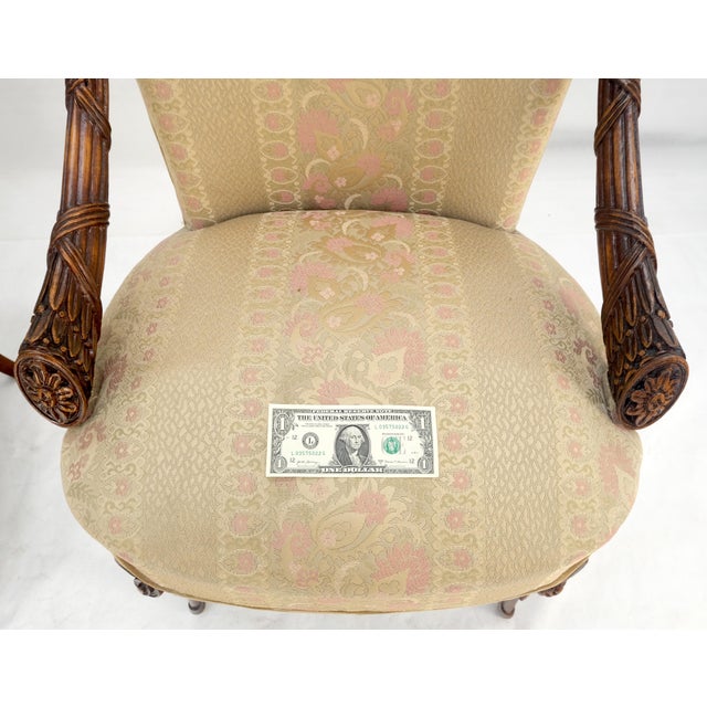 Wood Pair of Carved Mahogany Fireside Lounge Chairs Regency Revival Style Clean! For Sale - Image 7 of 15