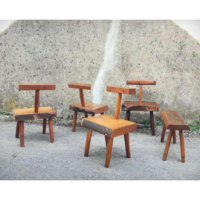 Vintage French Handcrafted Brutalist Chairs, 1960s, Set of 5 For Sale - Image 18 of 18