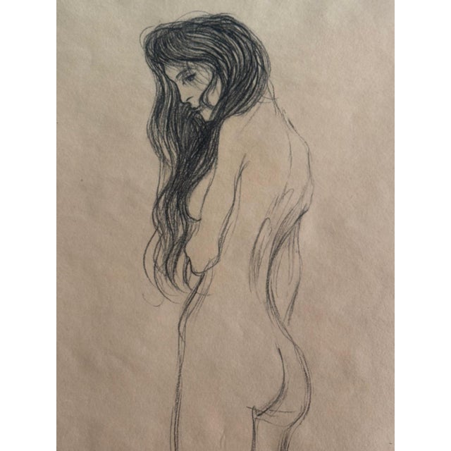Gustav Klimt, Standing Female Nude, 1910s, Pencil Drawing, Framed For Sale - Image 5 of 15