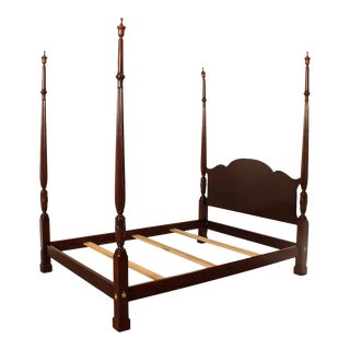 Traditional Carved Mahogany Queen Size Poster Bed For Sale