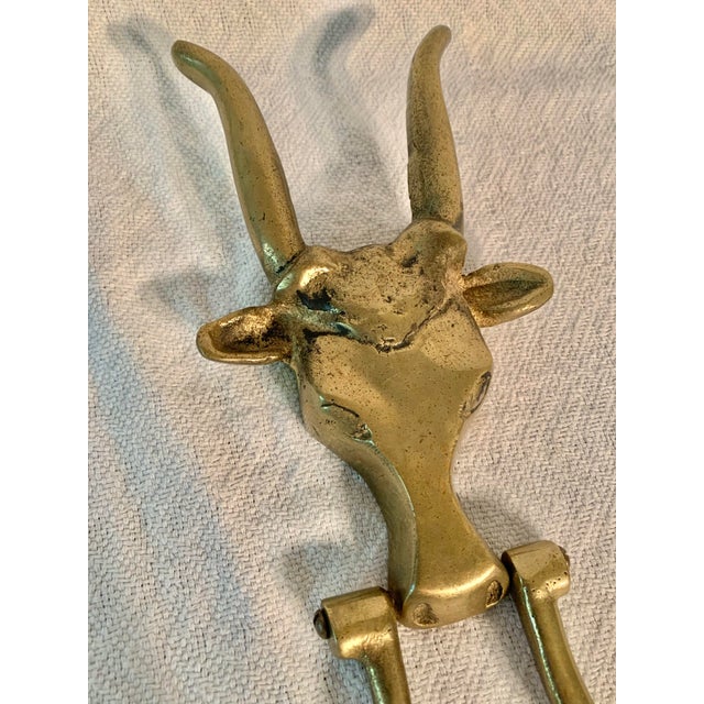 Mid 20th Century Brass Longhorn Cow Doorknocker For Sale - Image 6 of 12