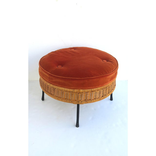 Wicker Ottoman Upholstered Seat For Sale - Image 10 of 12