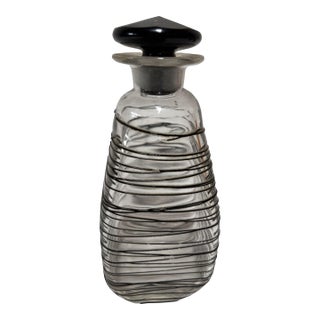 Frederick Carder for Steuben Glass Vanity Bottle Clear Crystal With Black 1920s For Sale