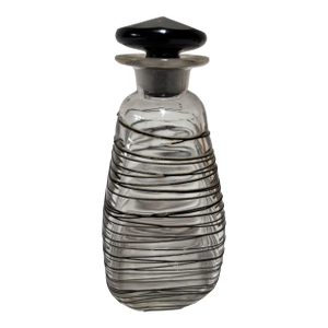 Frederick Carder for Steuben Glass Vanity Bottle Clear Crystal With Black 1920s