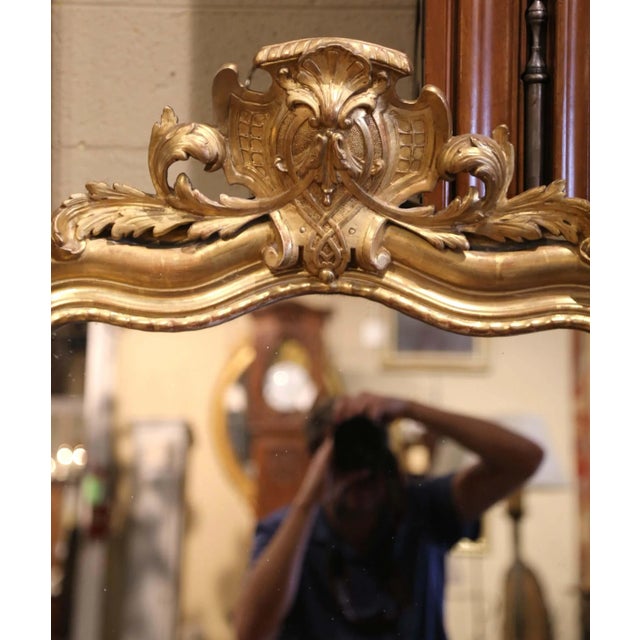 19th Century French Louis XV Carved Giltwood Mirror With Mercury Glass For Sale In Dallas - Image 6 of 9