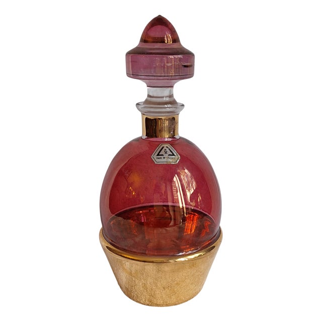 Art Deco Belgian Liqueur Carafe in Pink Tinted Glass, 1930s For Sale