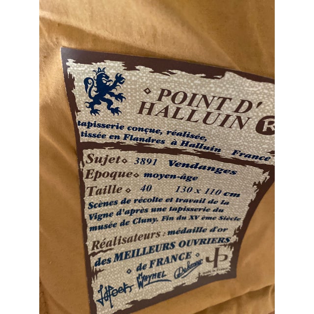 Gothic Antique Pictorial French Tapestry "The Press" or "Vendanges" by Point d'Halluin For Sale - Image 3 of 6