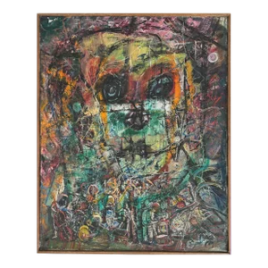 Vintage Neo-Expressionist Abstract Figurative Painting (Oil on Canvas)
