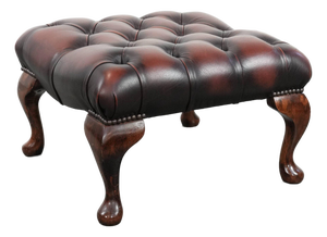 Dark Brown Chesterfield Footstool in Cowhide