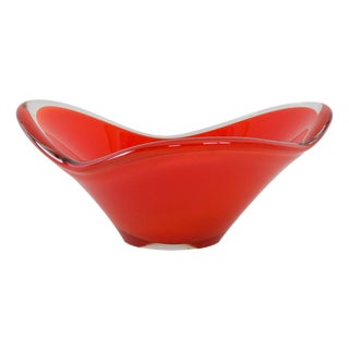 Vintage Italian Red Platter in Murano Glass, 1960s For Sale