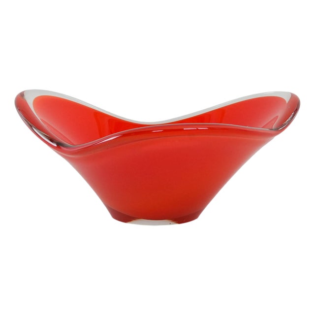 Vintage Italian Red Platter in Murano Glass, 1960s For Sale