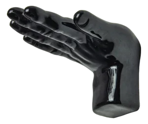 Hand Wall Candleholder in Black Ceramic, 1980