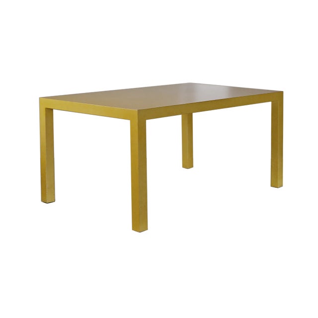 Vintage custom made Parsons dining table in satin lemon painted finish. Custom made in the 1970’s for designer’s NYC...