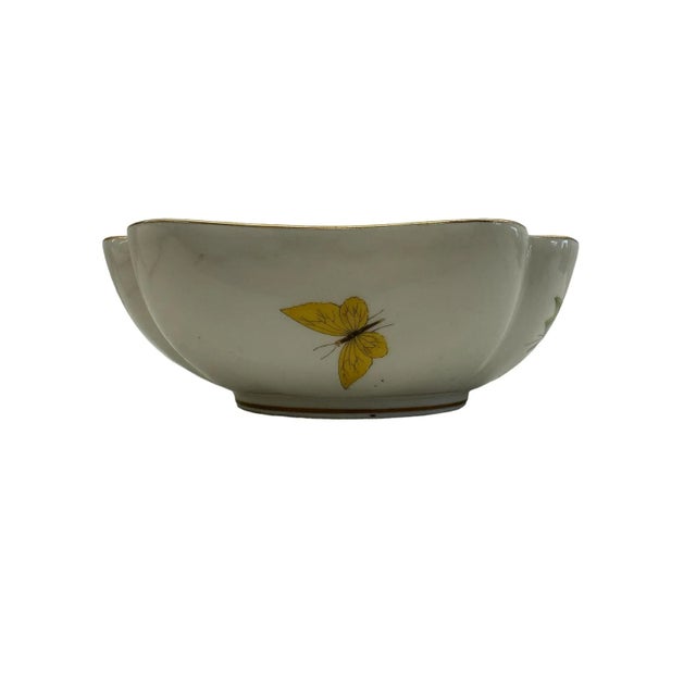 Metal Early 20th Century Limoges Scalloped Butterfly Bowl With 22k Gold Gilded Edge For Sale - Image 7 of 10