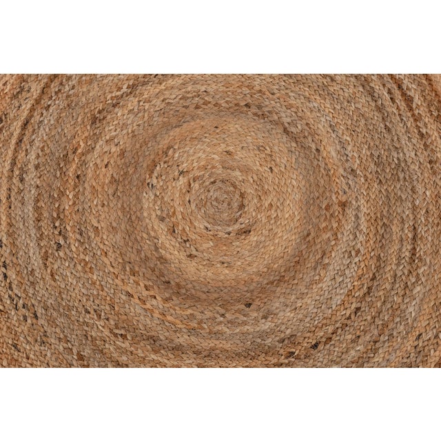 French Blue Round Jute Scallop Rug - 9'x9' For Sale - Image 4 of 9