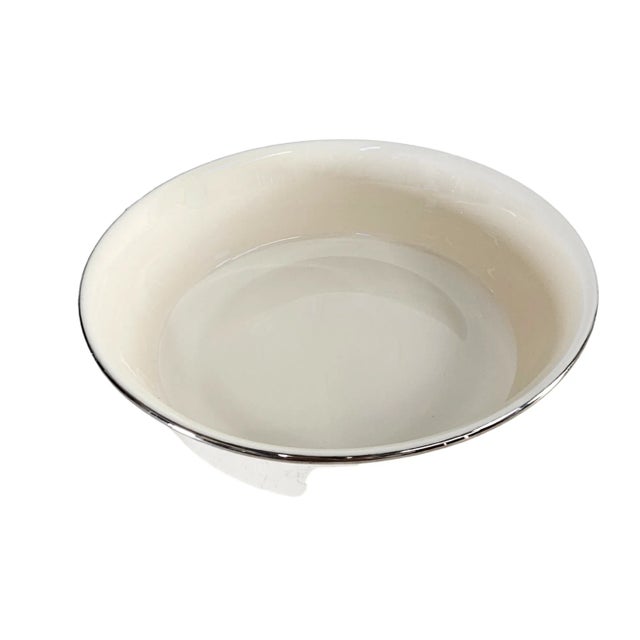 Contemporary Lenox Solitaire Round Serving Bowl Fine China Platinum For Sale - Image 3 of 7
