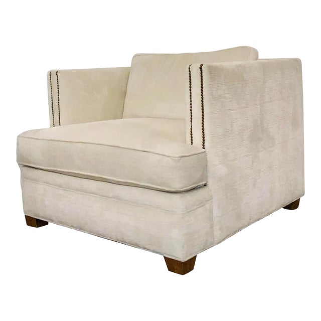 Caracole Couture Modern White Velvet Club Chair For Sale
