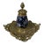 Late 19th Century English Brass & Porcelain Renaissance Revival Inkwell For Sale