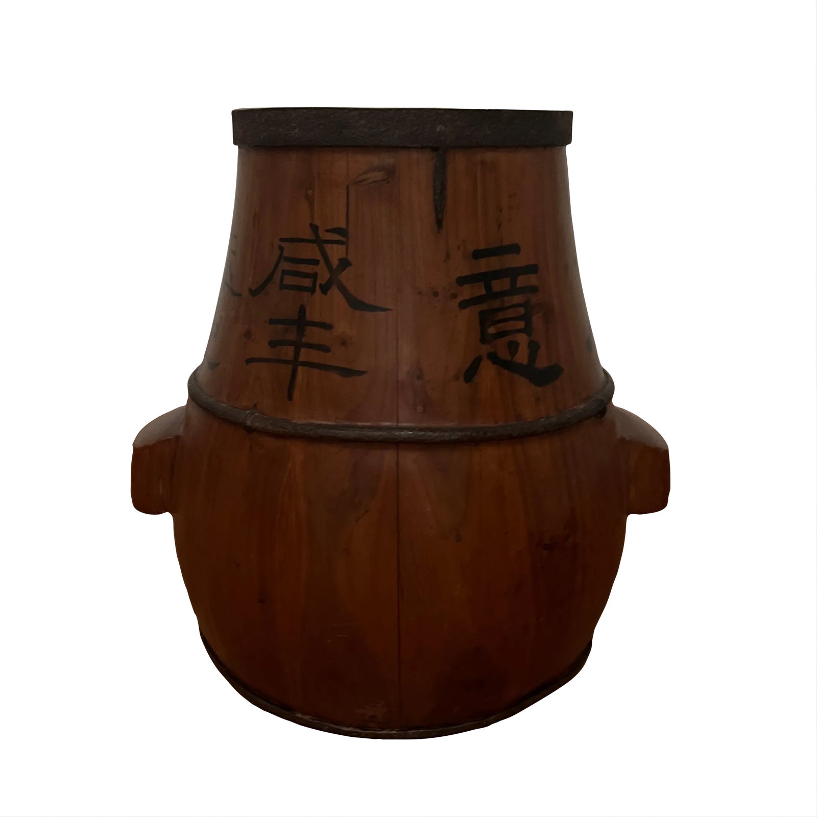 Late 19th Century Chinese Wooden Rice Vessel | Chairish