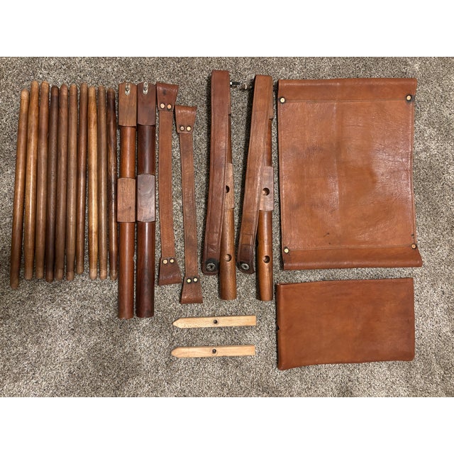 Vintage 1920s Roorkee Safari Chairs Set of 4 Brown Leather & Wood, Handmade For Sale - Image 12 of 12