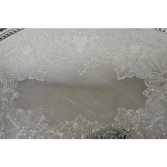 Vintage William Adams Wa Italy Silver Plated Oval Raised Gallery Bar Tray For Sale - Image 11 of 14