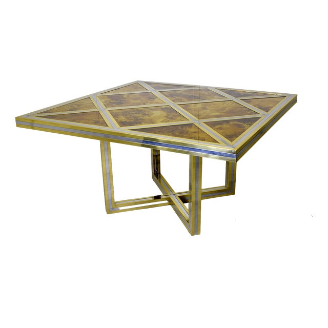 Gilt and Nickel-Plated Brass Table from Metalarte, 1970s For Sale