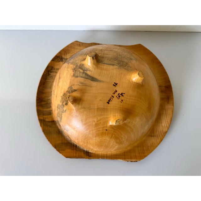 Box Elder Organic Hand-Turned Wood Footed Bowl With Natural Grain For Sale - Image 11 of 12