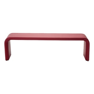 Rounded Burgundy Leather and Brass Base Bench by Reda Amalou Design For Sale