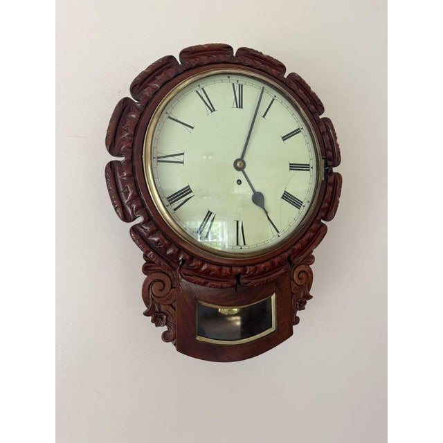 Mid 19th Century Antique Mahogany Drop Dial Wall Clock, 1860 For Sale - Image 5 of 6