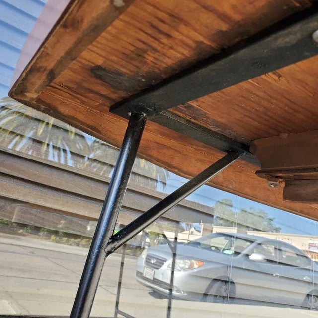Brown Vintage 1950s Walnut and Architectural Rod Iron Writing Desk Styled After Luther Conover For Sale - Image 8 of 13