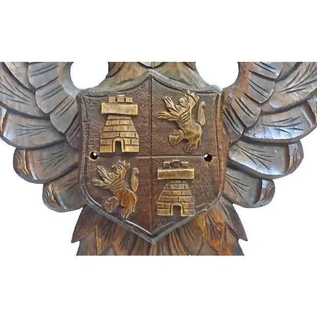 Rustic European Antique Black Forest Eagle Crest Wall Plaque For Sale - Image 3 of 4