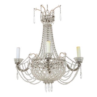 Italian Beaded Glass Basket Four-Arm Chandelier For Sale