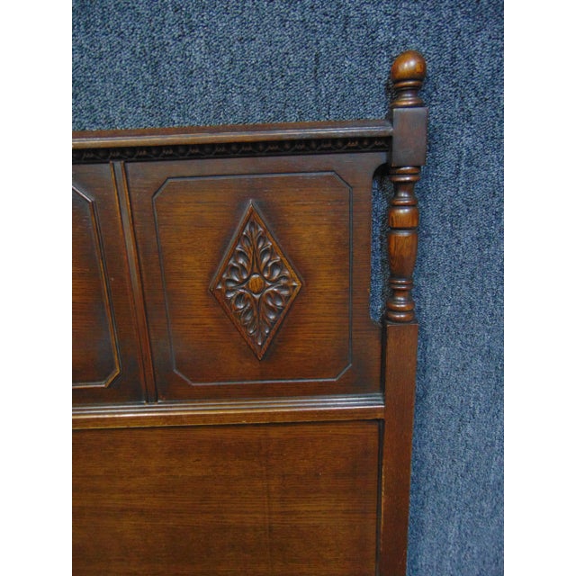 Jacobean Jacobean Oak Carved Full Size Headboard For Sale - Image 3 of 4
