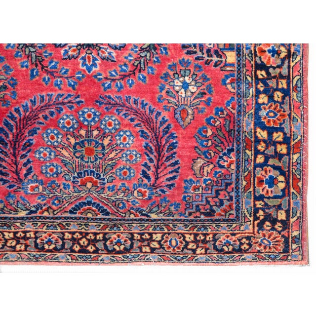 Raspberry Pink Early 20th Century Vintage Sarouk Rug For Sale - Image 8 of 10