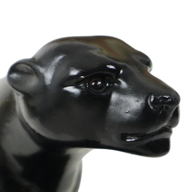 Art Deco French Panther Sculpture in Black Lacquered Plaster, 1920s For Sale - Image 13 of 18