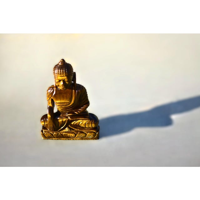 Gemstone Natural Tiger's Eye Gemstone Buddha Statue For Sale - Image 7 of 14